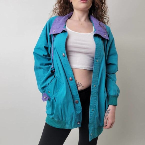 Vintage 90s IZZY Sports Wear Color-Blocked Pastel Ski / Bomber / Track Jacket - Picture 1 of 9